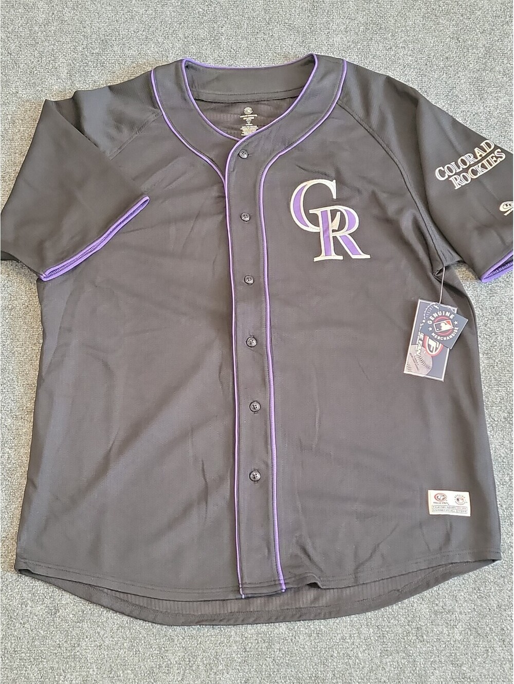 NWT MLB True Fan Colorado Rockies Black Baseball Jersey Mens Size 2XL New 477